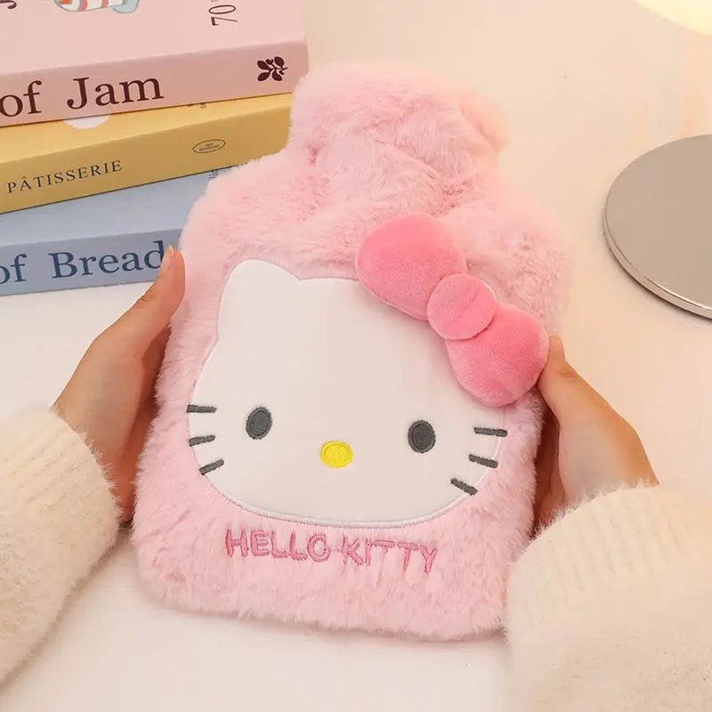

Sanrios Студенческий чехол для бутылки с горячей водой Hello Kittys, милый бархатный чехол для бутылки с горячей водой, грелка для рук, сладкий принт, элитные подарки