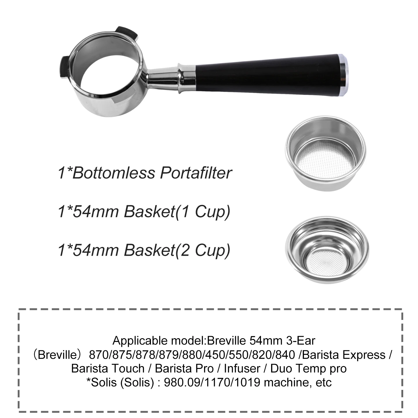 54mm Koffie Bodemloze Portafilter Naakt Voor Breville Sage 870 878 879 Filtermand Espressomachine Accessoires Barista Gereedschap