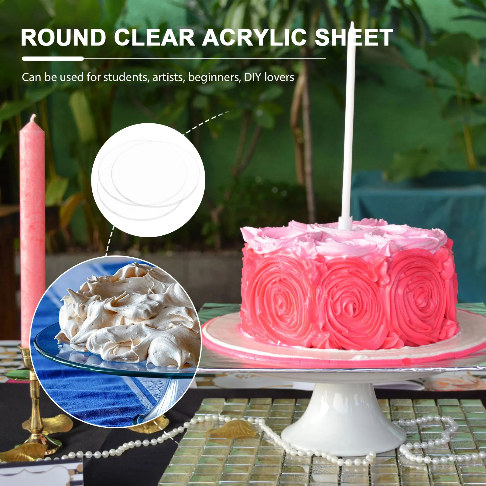 

3pcs Acrylic Circle Blanks Clear Transparent Discs for Crafts DIY Photo Frame Glass Replacements Table Signs Cake Bases