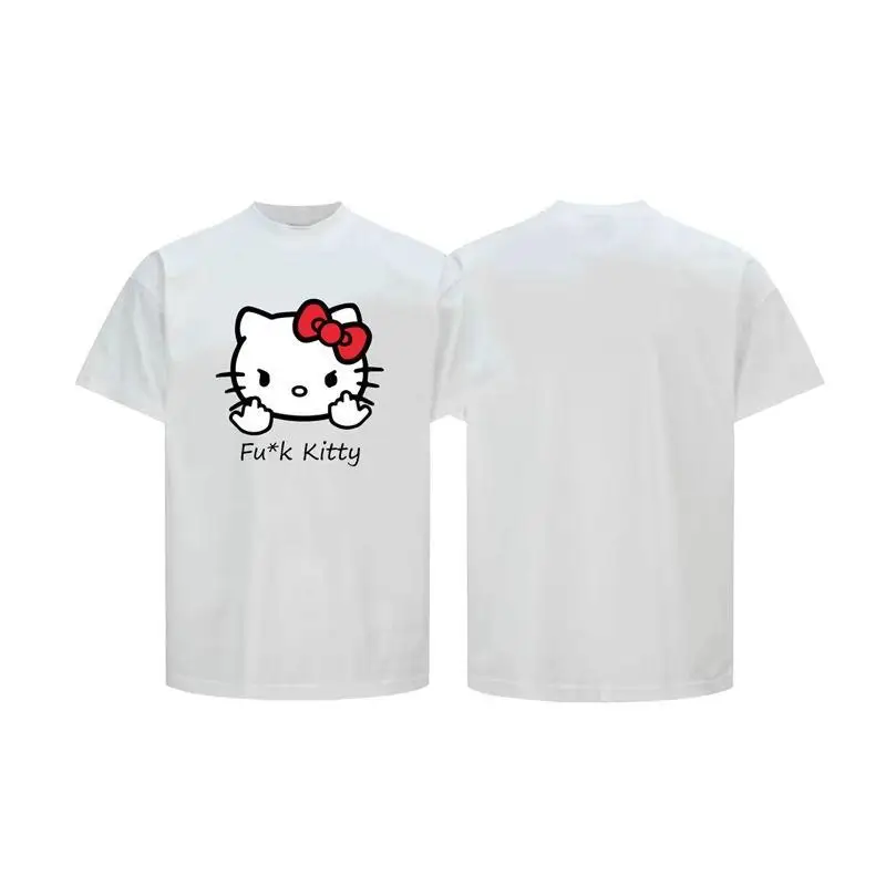 

Sanrios Kawaii Short Sleeved Hello Kittys Summer T Shirt Loose Versatile Trend Fashion Casual Comfortable Gift for Girlfriend