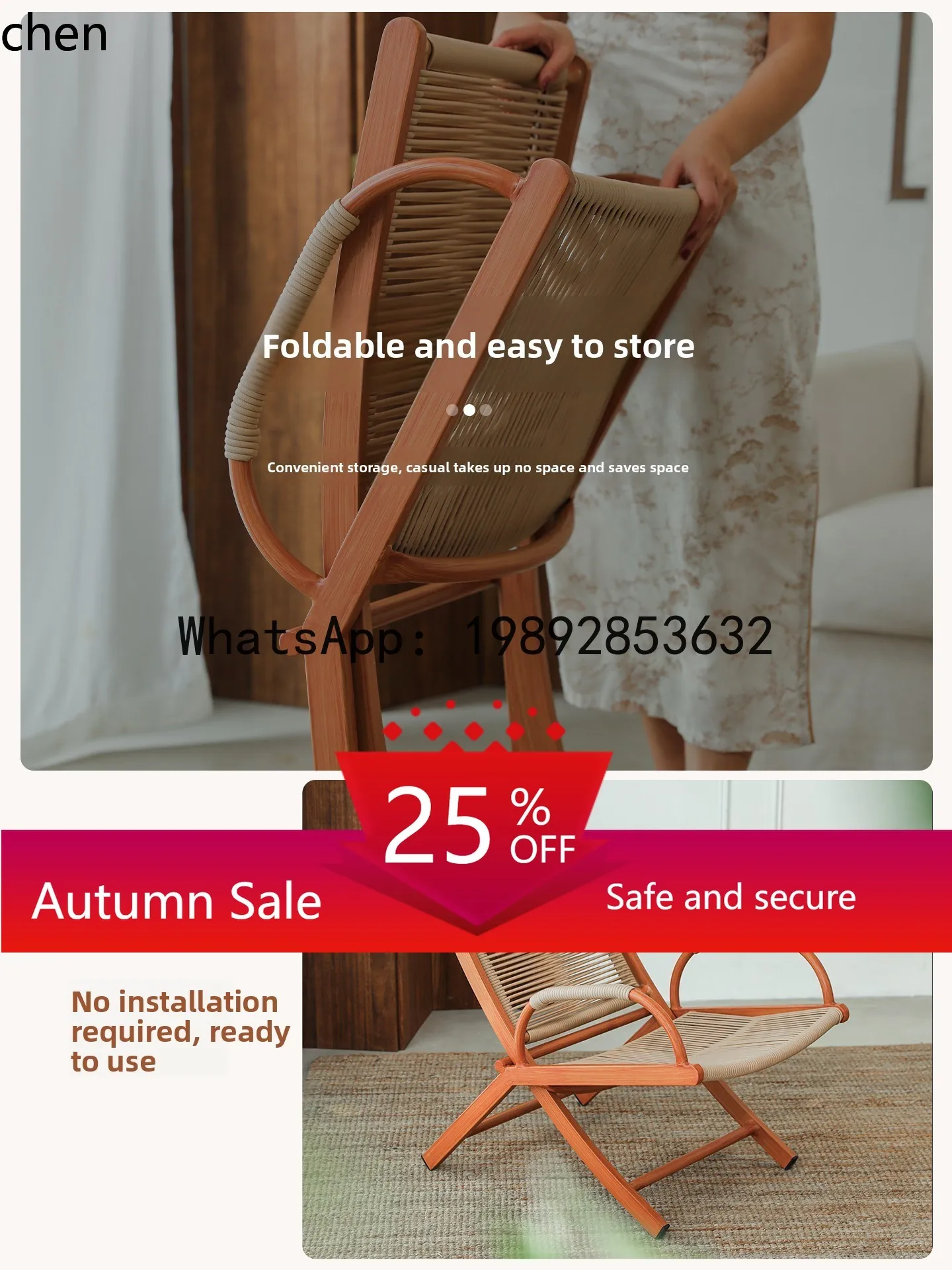 Balcony Small Table and Chair Leisure Outdoor Lunch Break Rattan Chair Courtyard Garden Folding Table and Chair home accessories
