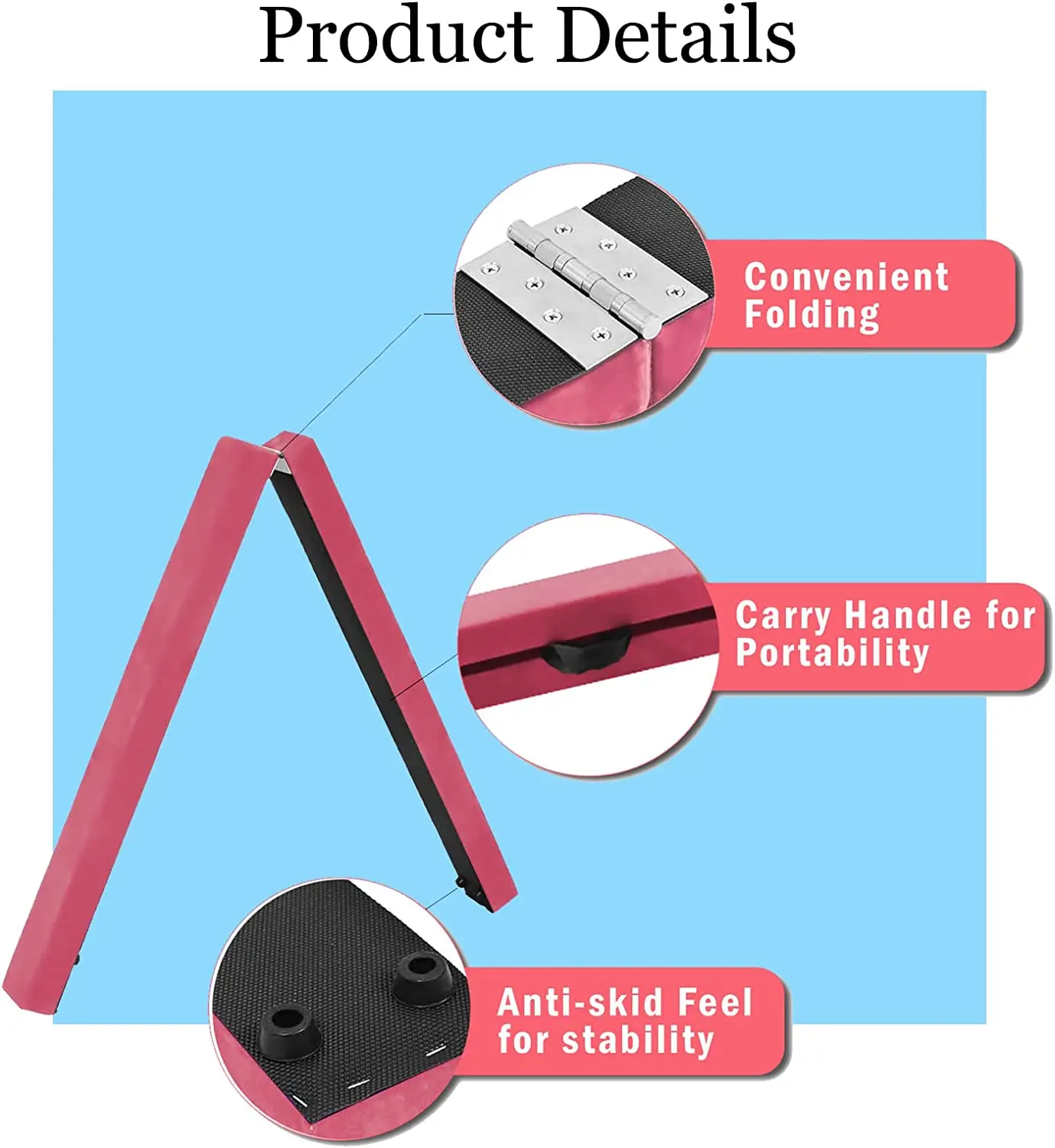 Non Slip Folding Balance Beam  for Gymnast Kids Adults