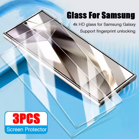 3PCS Unlock Tempered Glass for Samsung S24 Ultra S23 S22 S21 Plus FE Screen Protector for Samsung A55 A15 A35 A54 A53 A52 A12