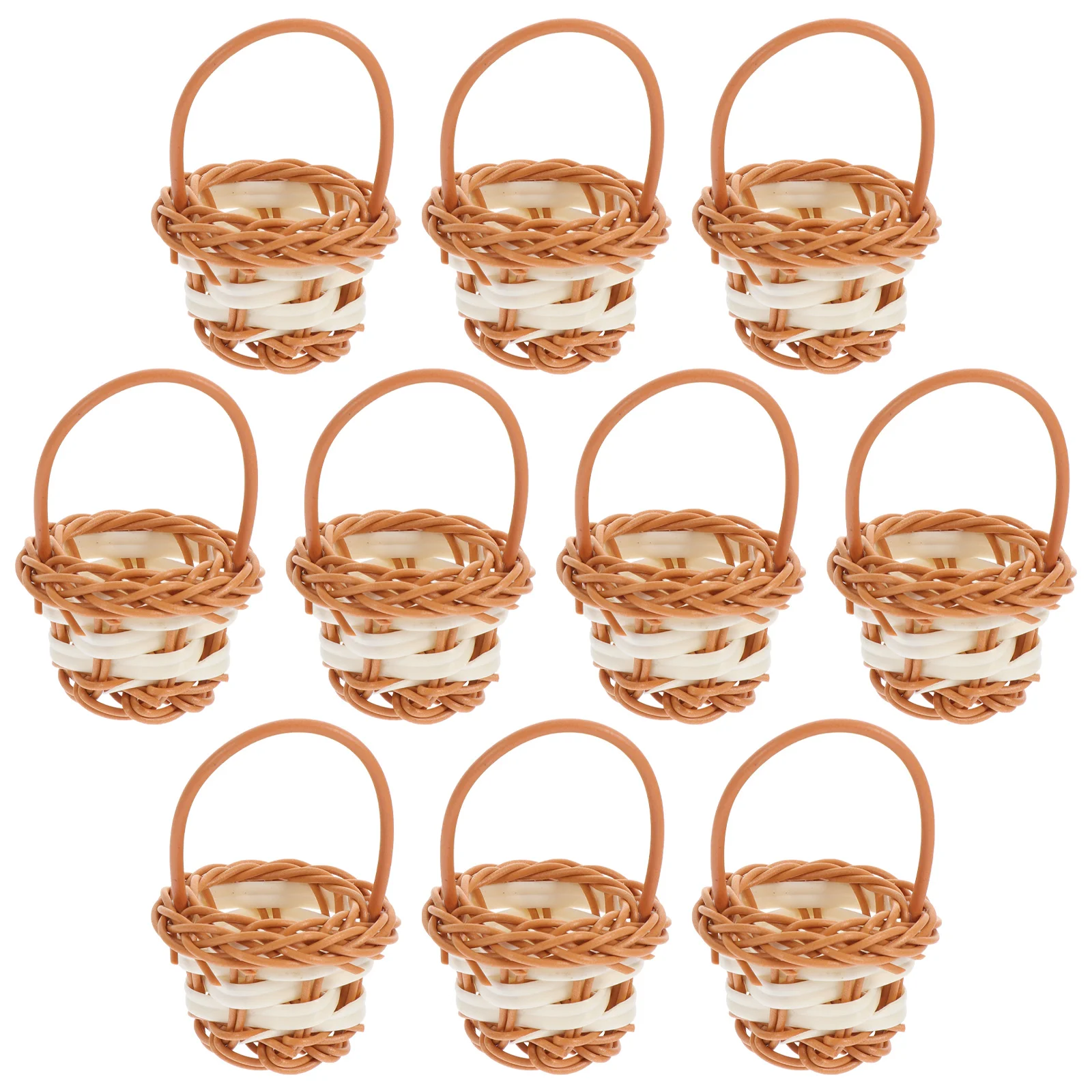 

10 Pcs Picnic Basket Portable Flower Small Rattan Woven Mini Handwoven Shopping Rural Style Coffee Decor Bride