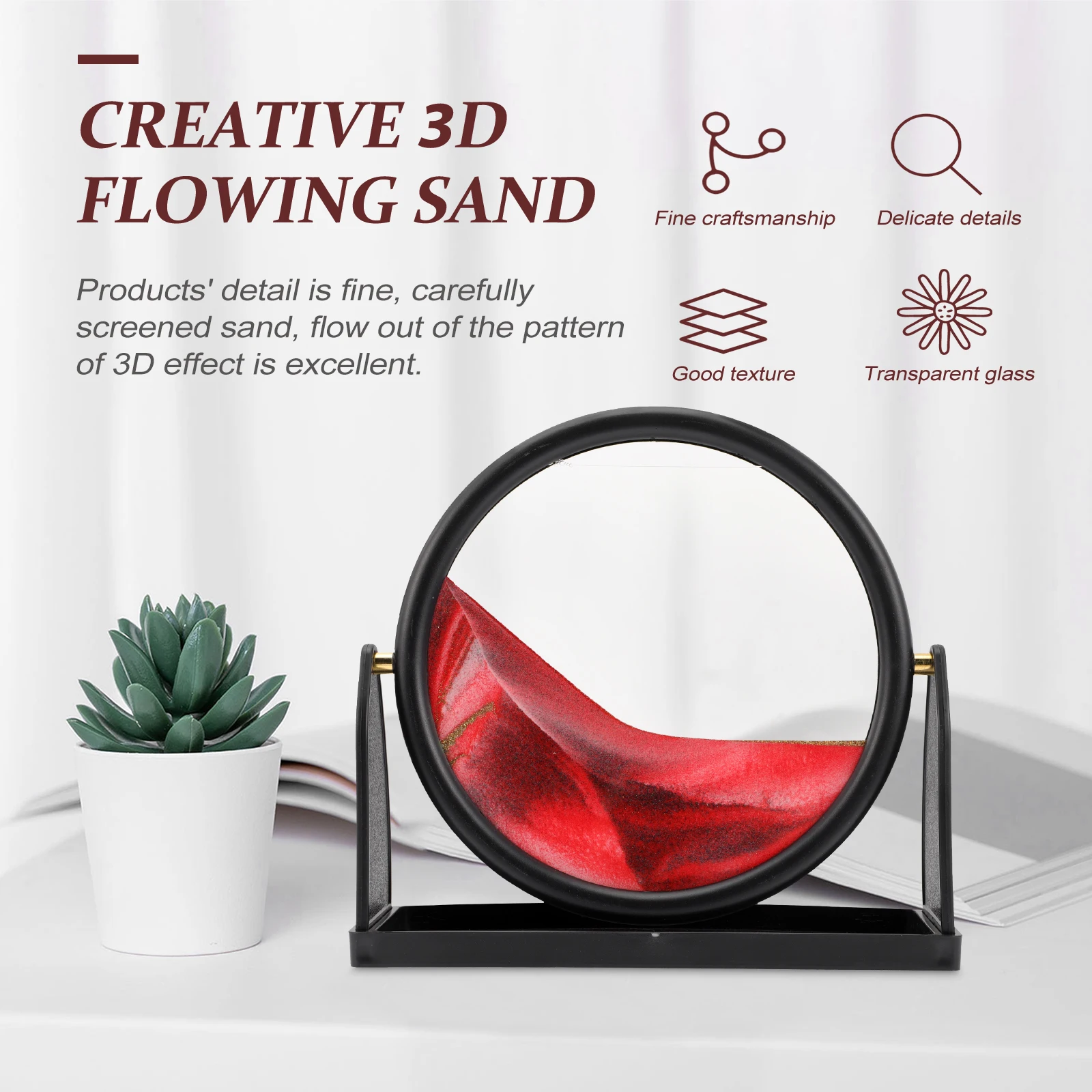 Pittura con sabbia di paesaggio 3D Arte con sabbia in movimento artistica Immagine Ornamento Decorazioni per il desktop Soggiorno Ufficio Resistente all'usura