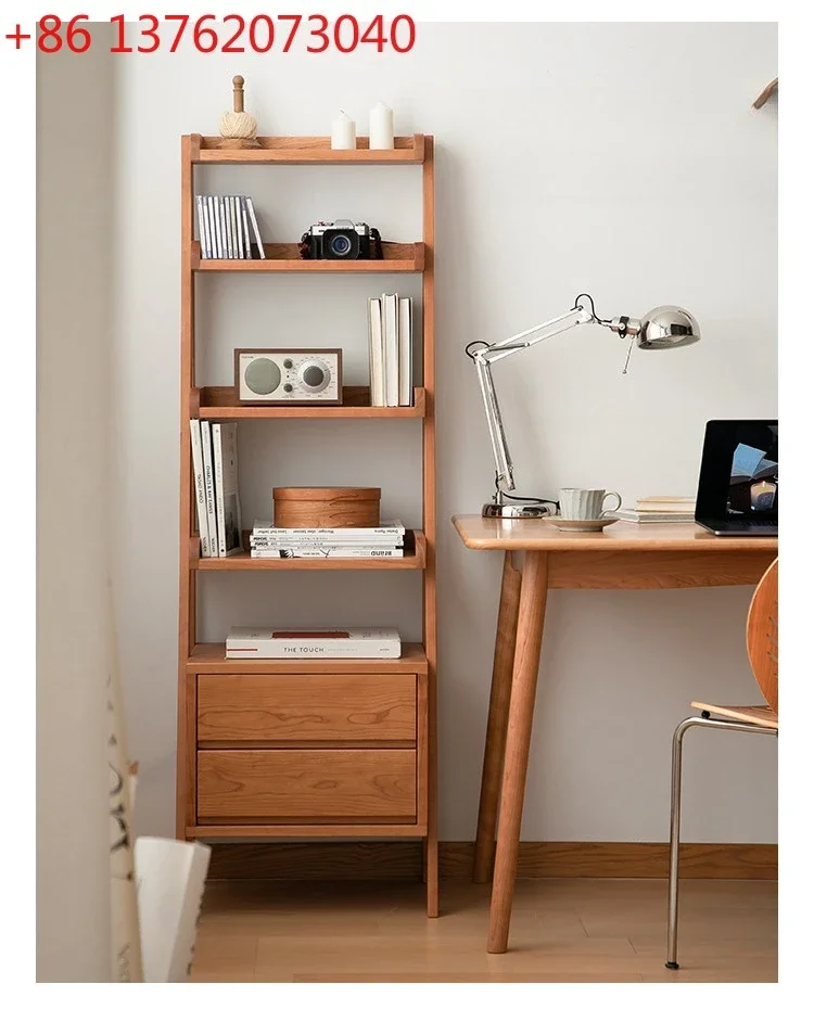 Nordic Style Solid Wood Bookshelf Multi-Layer Floor Shelf