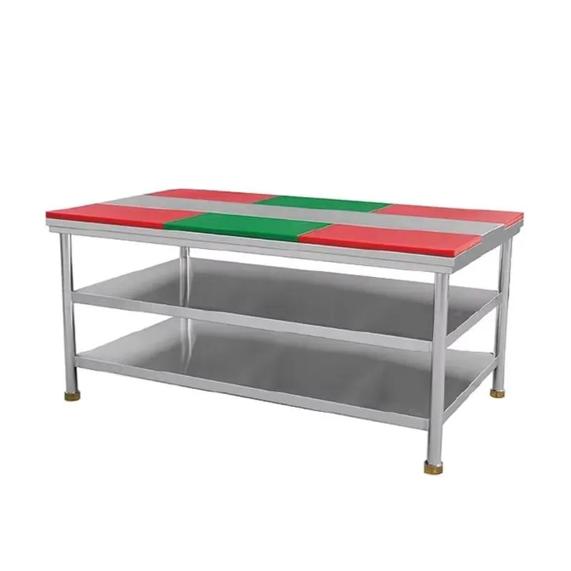 for 1800Mm assembled stainless steel table with 6 cutting boards and 2 layers of bottom