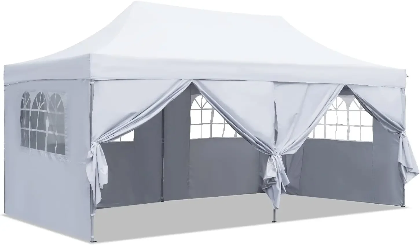 

Outdoor Pop Up Canopy Tent 10x20 with 6 Sidewalls Heavy Duty Folding Gazebo for Parties with Wheeled Carry Bag