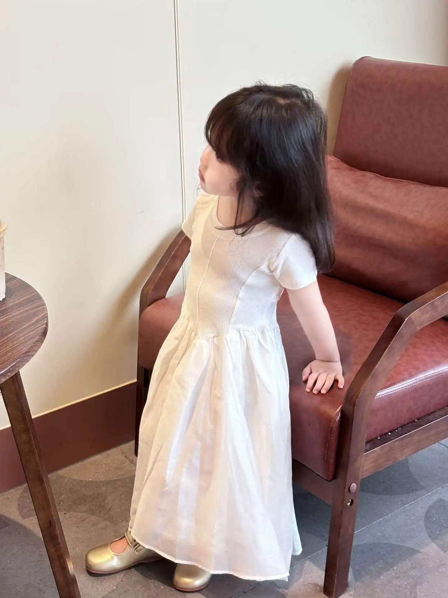 

Childrens Clothing Girls Dress 2026 Summer Style Childrens Backless Design Splicing Short Sleeved Mid Length Skirt