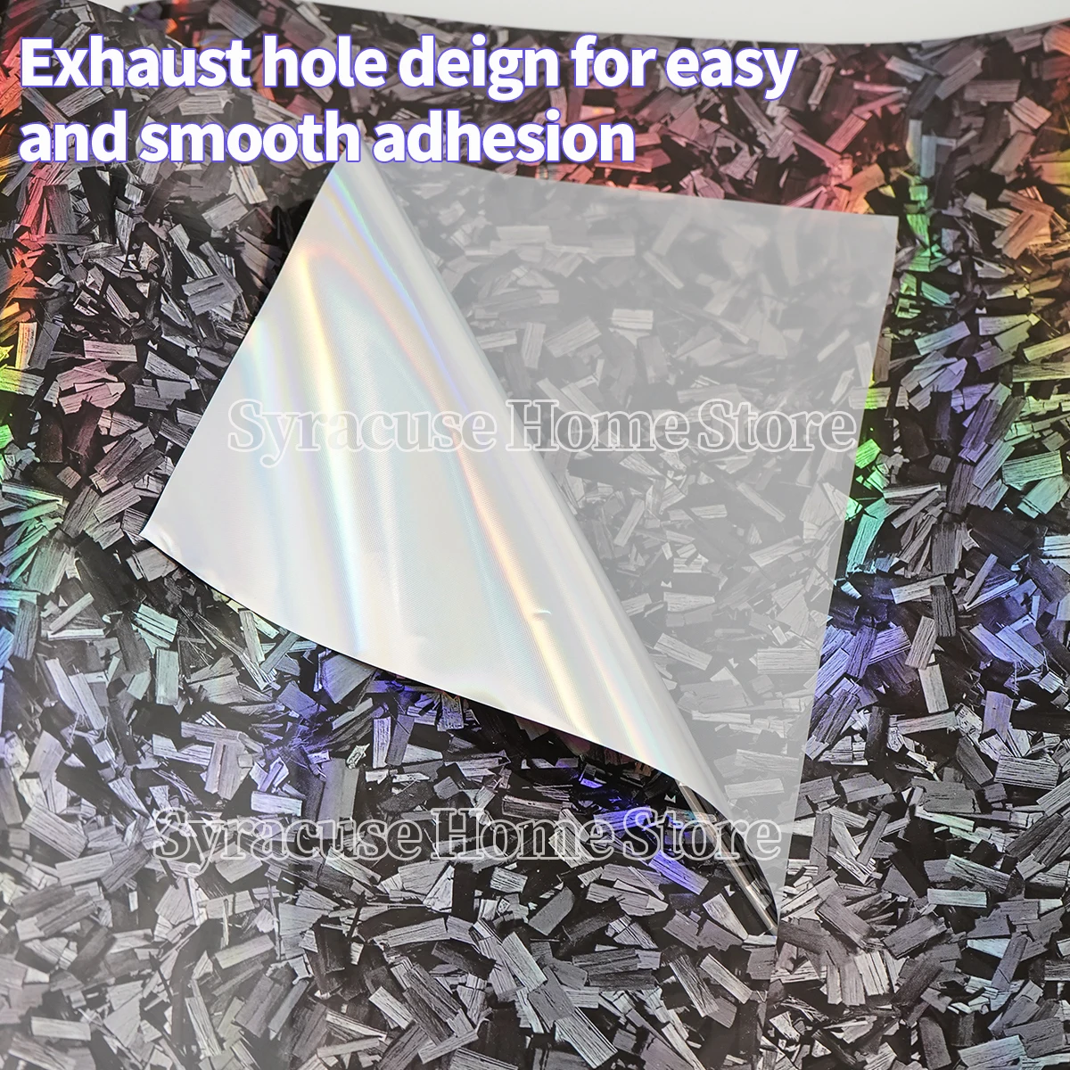 Película de envoltura de vinilo holográfica para coche, carbono forjado, plata, negro, cromado, autoadhesiva, película de envoltura de vinilo para