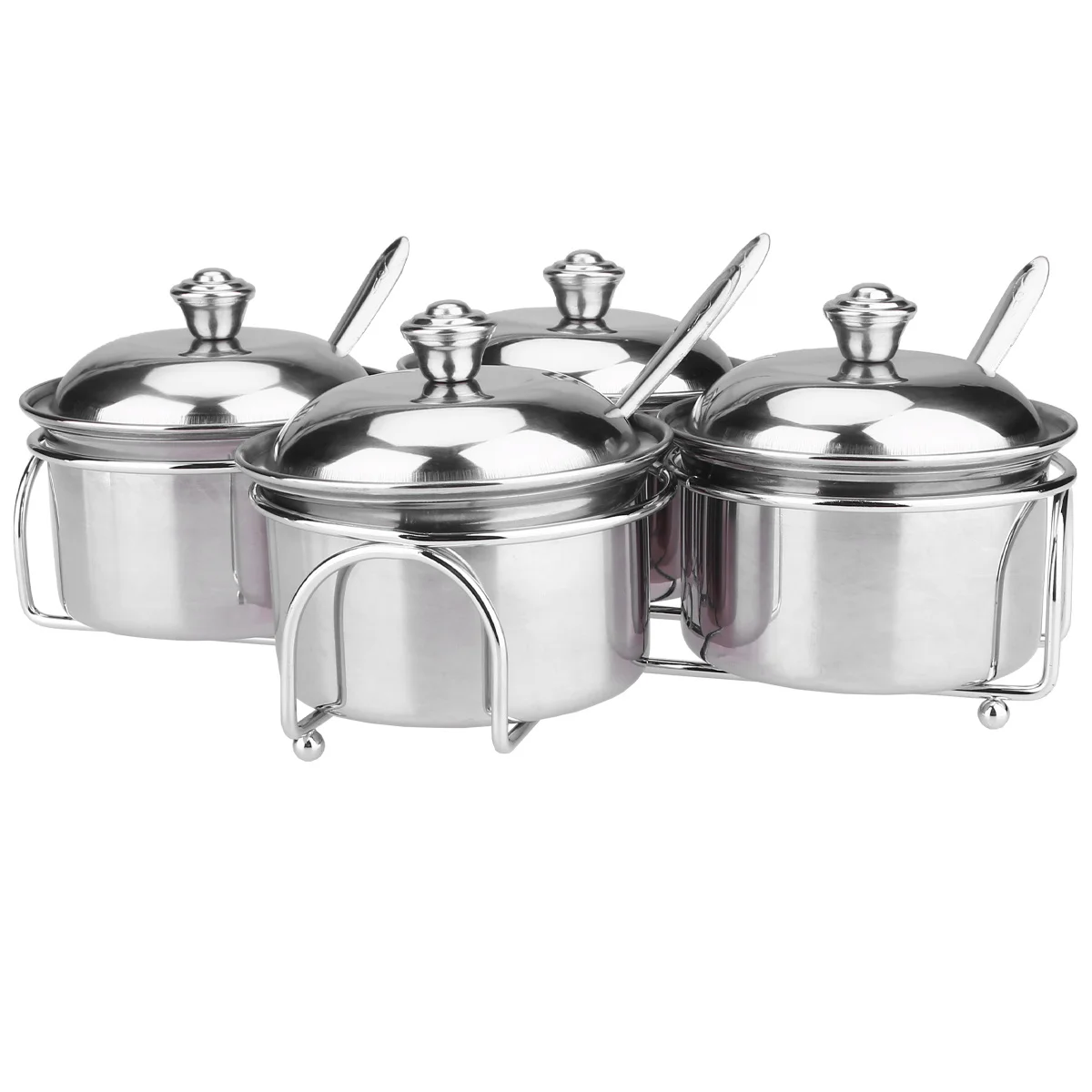 

Stainless Steel Seasoning Box Set 4 Small Size Jars Kitchen Spice Storage Container Lid Organized Countertop Tidy