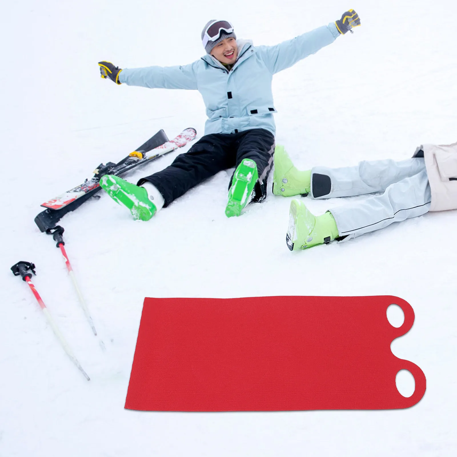 Snow Sled Board For Kids Outdoor Play Winter Saucer Sledding Grass Handles Skid Sleds Cold Sport Equipment