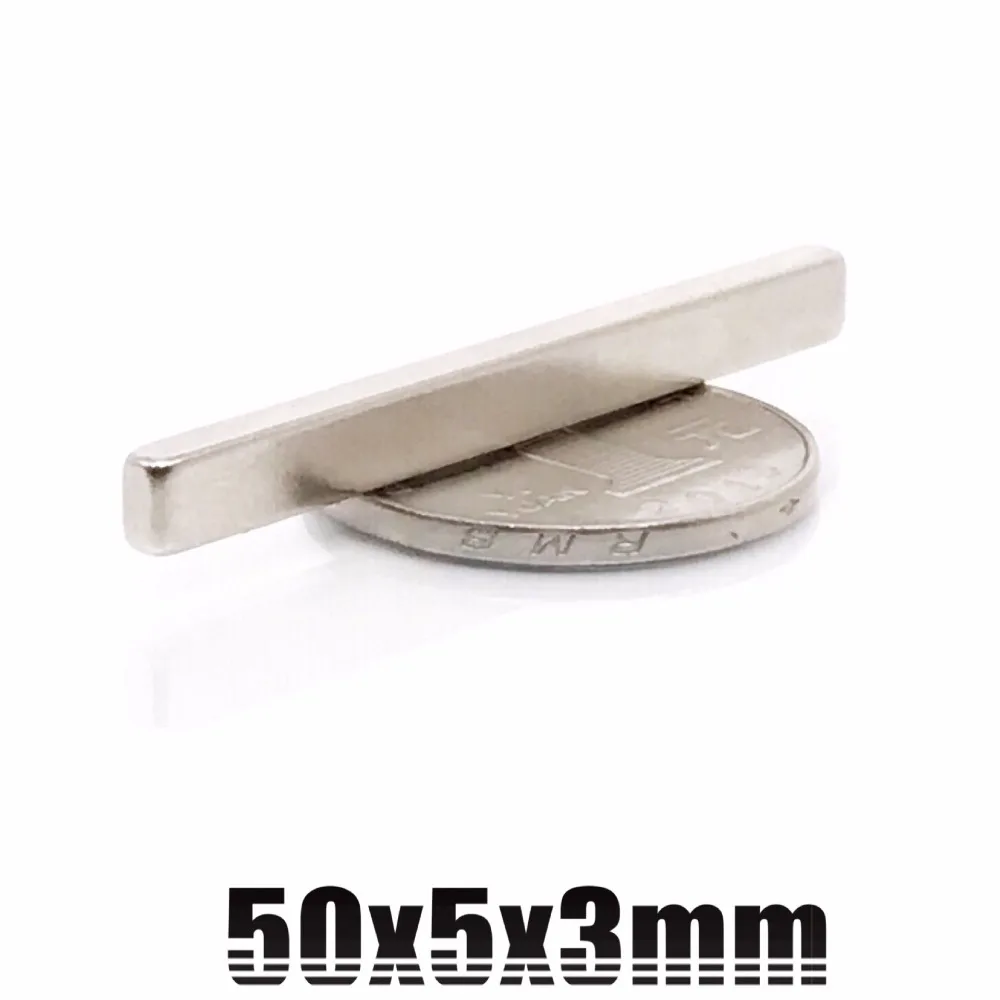 2-100 sztuk 50x5x3 na silny prostokątne magnesy neodymowe blokowe 50mm x 5mm x 3mm N35 ziem rzadkich NdFeB prostokątny magnes prostopadłościanu