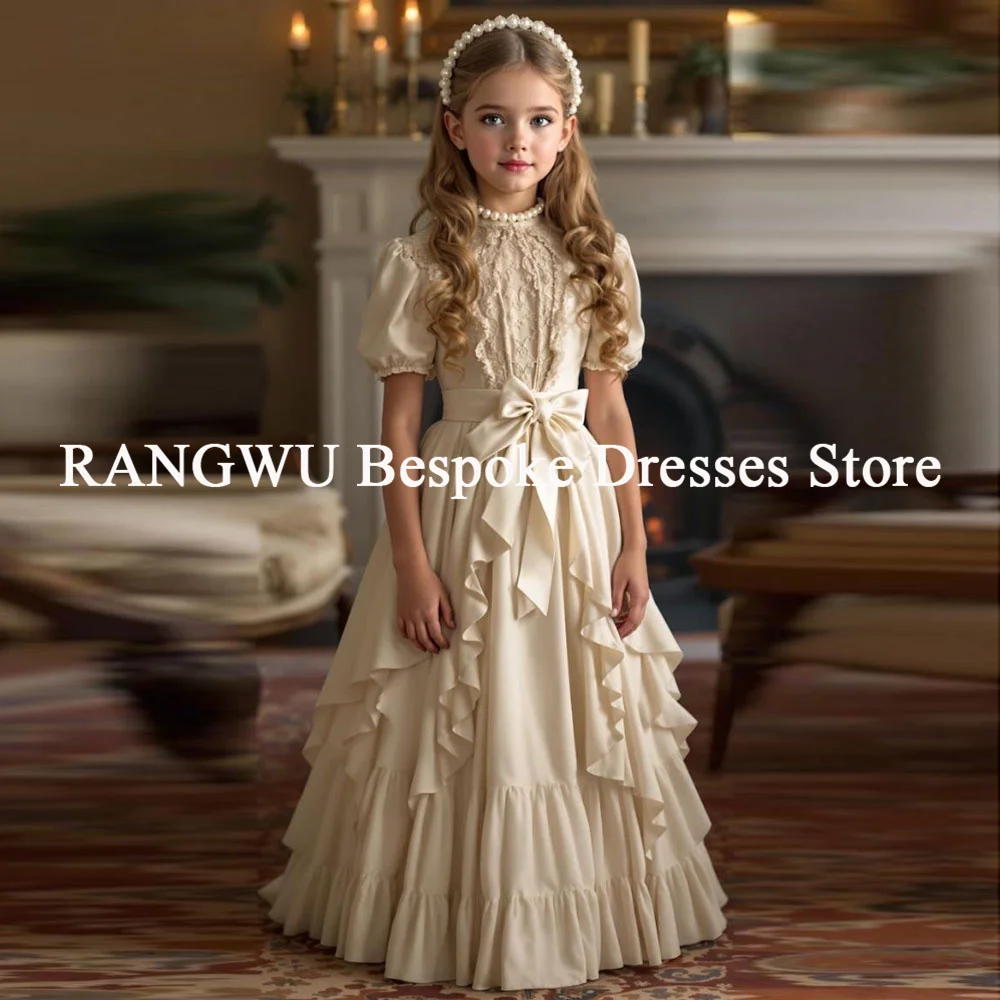 فساتين سهرة رسمية مستوحاة باللون الأبيض على الطراز الفيكتوري للفتيات، فساتين كريمية بأكمام قصيرة لعيد الميلاد وأول مناولة