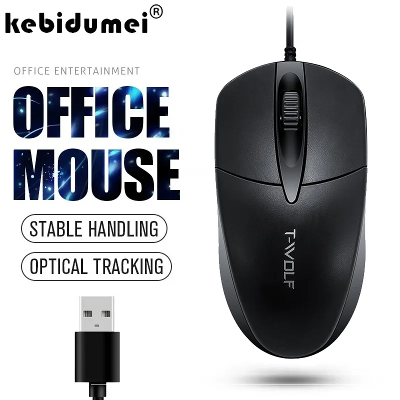 

USB Wired Mouse Office Optical Mouse Gaming Mouse with Anti Slip Roller Plug and Play mice For Computer Desktop Laptop Home