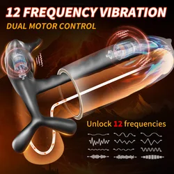 Penis Cock Rings Vibrator Couple Wireless Remote Cockring Vibrating Semen Lock Ring Delay Ejaculation Stimulator Sex Toy For Men