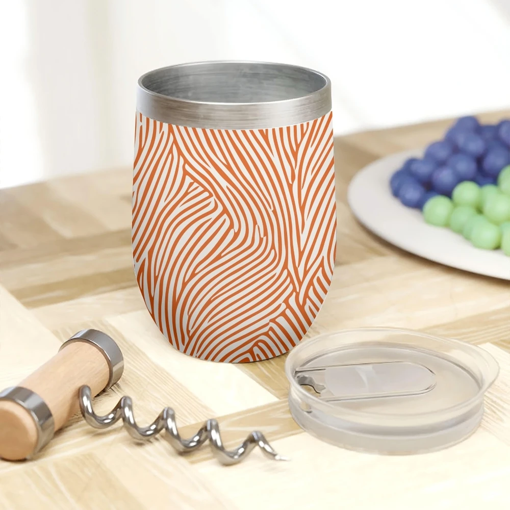 Minimalist Line Art Pattern Vacuum Flasks 12oz Insulated Wine Tumbler Vacuum Coffee Mug Egg Shape Thermos Cup