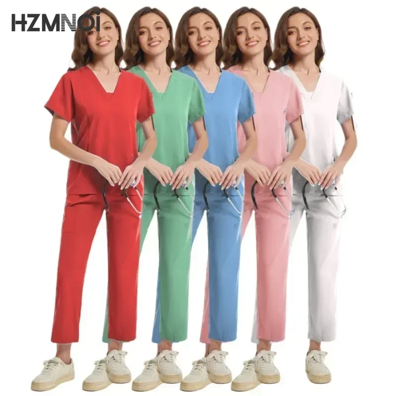 Scrubs Medical Uniforms Woman Multicolour SPA Beauty Uniform Dentist Veterinary Work Clothes Pharmacy Clinic Scrub Set New Suits