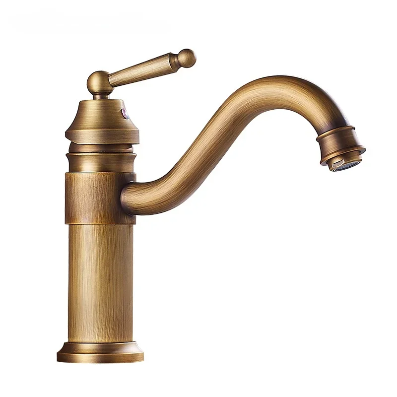 Retro European Antique bathroom faucet copper basin faucet cold and hot Gold water faucet black sink faucet mixed faucet