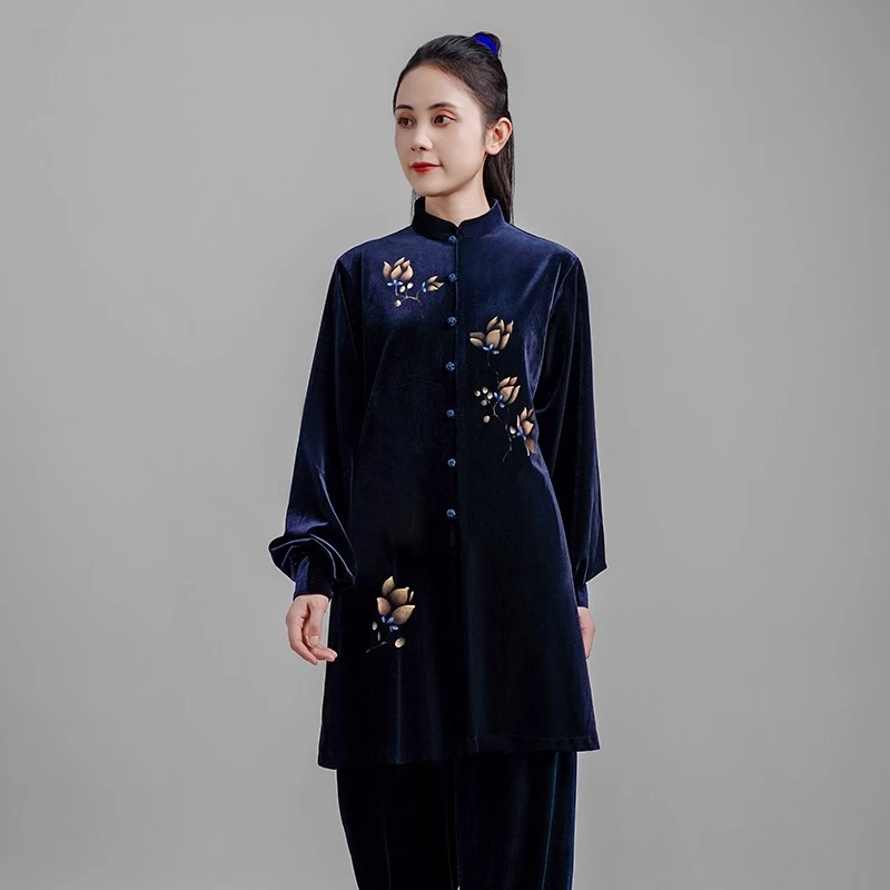 

Кун Мастер утолщенная бархатная форма Тайчи, зимний костюм для боевых искусств, одежда для кунг-фу, тайцзи, унисекс