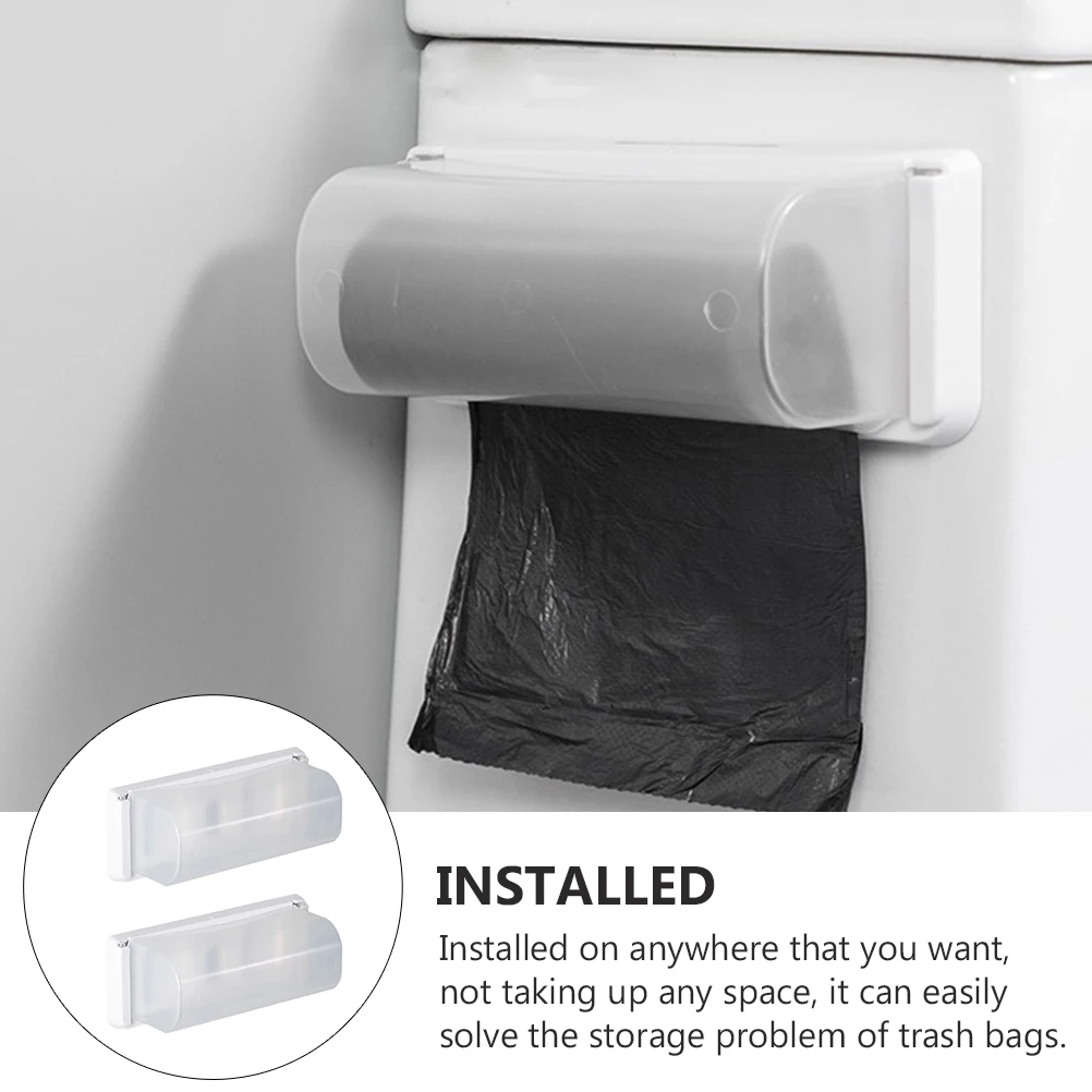 

2Pcs Garbage Holder Waste Bag Box Kitchen Trash Bag Storage Dispenser Premium Plastic Sturdy Easy Installation Space