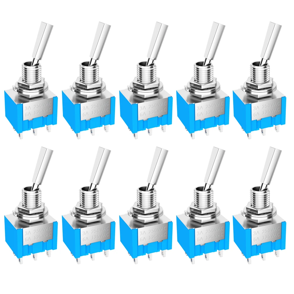10 SZTUK Mini przełącznik dwupozycyjny 3-pozycyjny 2-pozycyjny ON OFF ON DPDT SPST DPST 6A 125VAC 3A 250VAC Płaski uchwyt zatrzaskowy do samochodu ciężarowego
