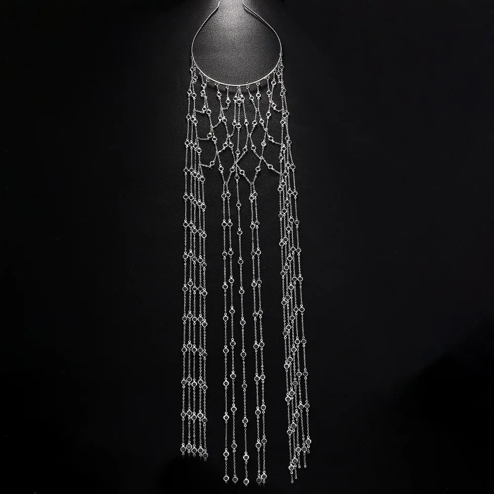 

Цепочка для волос с сетчатым дизайном, круглыми стразами, длинными кисточками и бахромой, блестящая, в стиле бохо