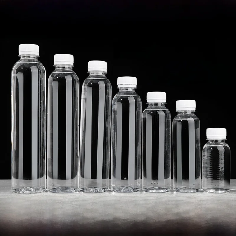 Botella de Plástico PET Transparente de Grado Alimenticio de 350 ml, Botella Vacía para Jugo, Leche, Té, Sake, con Tapa Desechable Sellada, Contenedor de Almacenamiento para Cocina