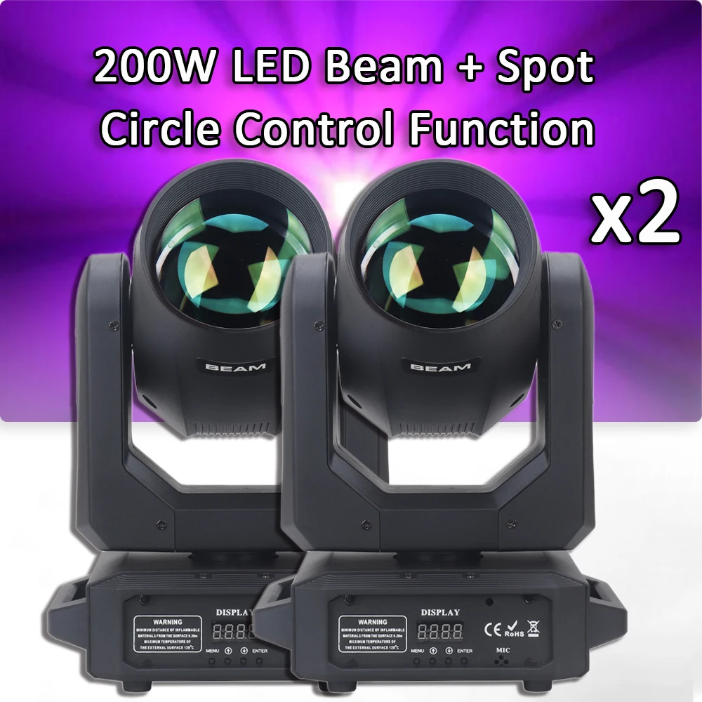 2Pcs/lot Flight Case 200w LED Moving Head Light LED Beam Spot LED Beam Wash Moving Head Light Strong Beam Moving Head Light