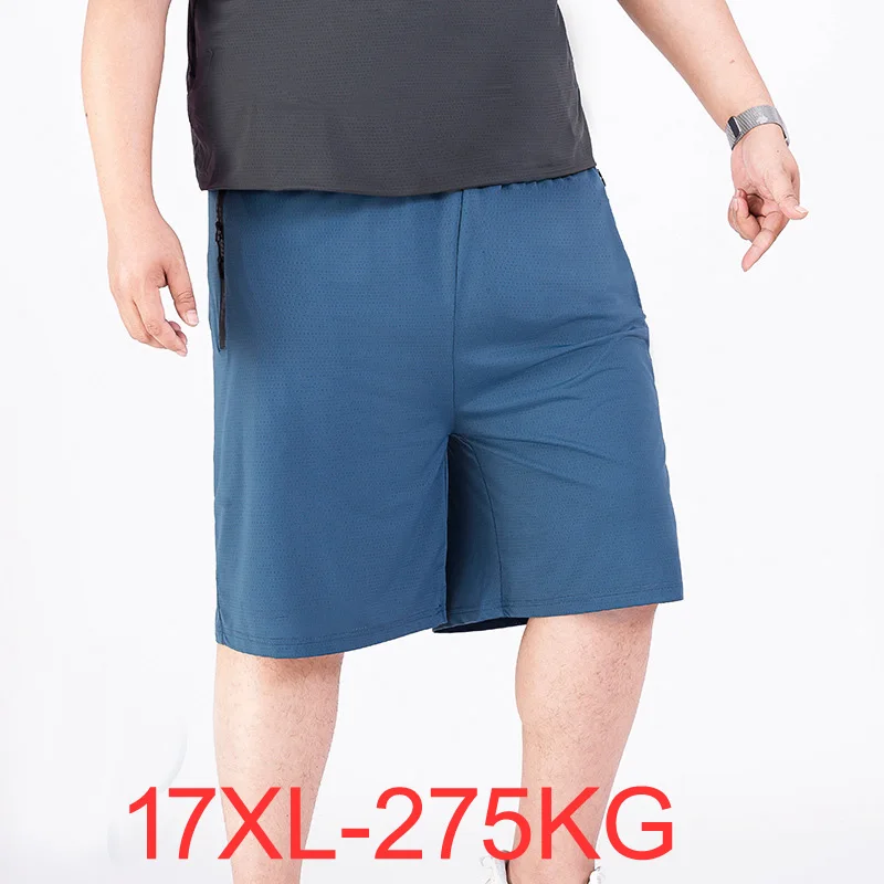 Summer Solid men's quick-drying  ice silk five-point shorts plus size 17XL casual sports tide 14XL 15XL 16XL 190KG TO 275KG