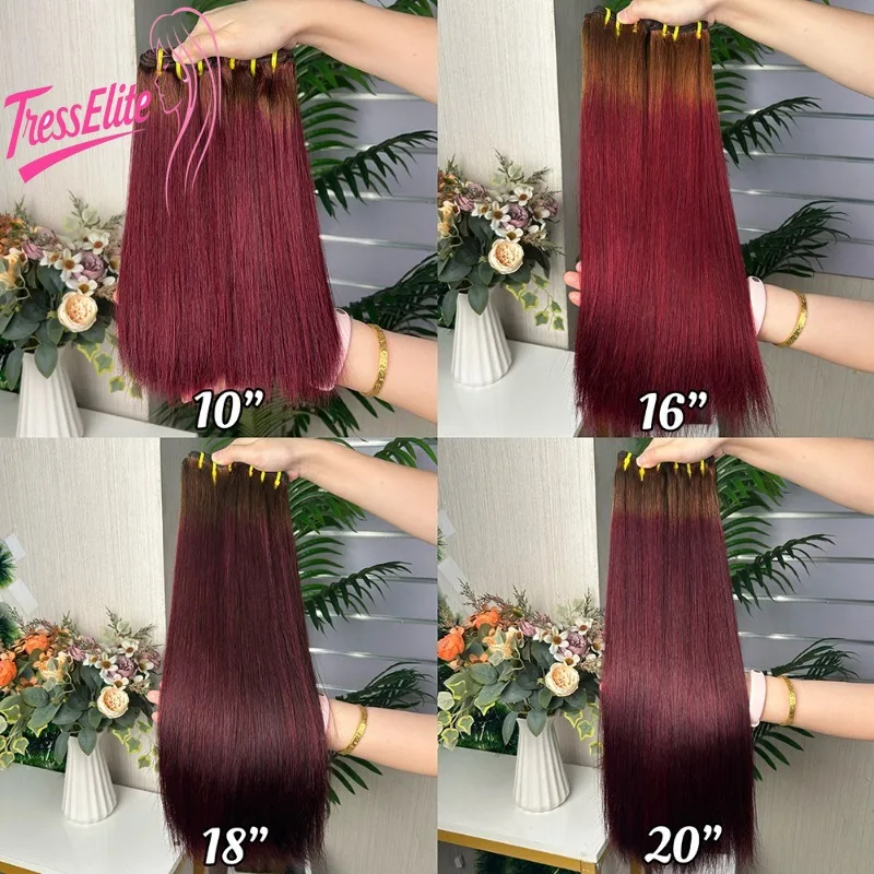 Tono dual degradado de alta amplitud premium # El cabello t4/99J teje con huesos súper dobles dibujados rectos crea una apariencia de moda