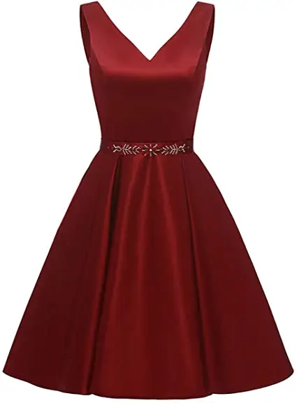 

ANGELSBRIDEP V-Neck Homecoming Dresses With Pocket Sash Beading Satin Vestidos de festa Sexy Graduation Party Gowns Custom Made