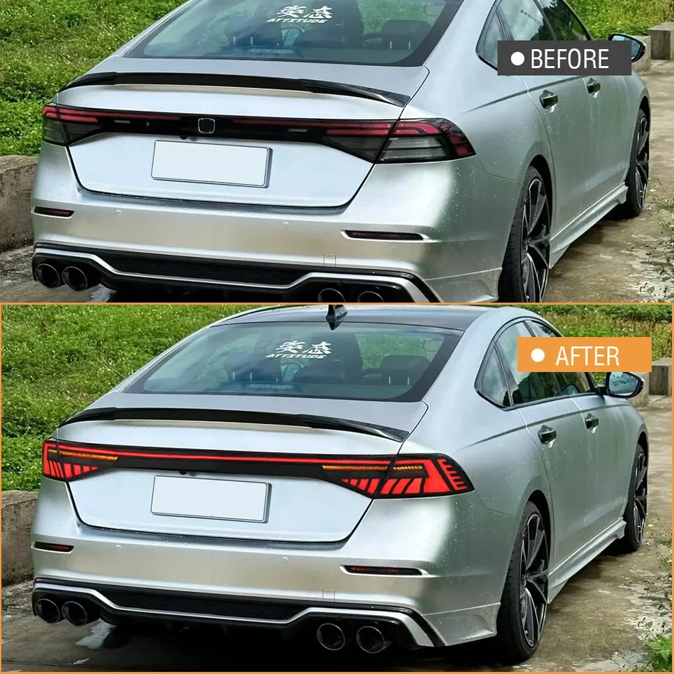 LED Tail Lights forAccord 2023 Clear and Smoked Rear Lamps Animation DRL 4