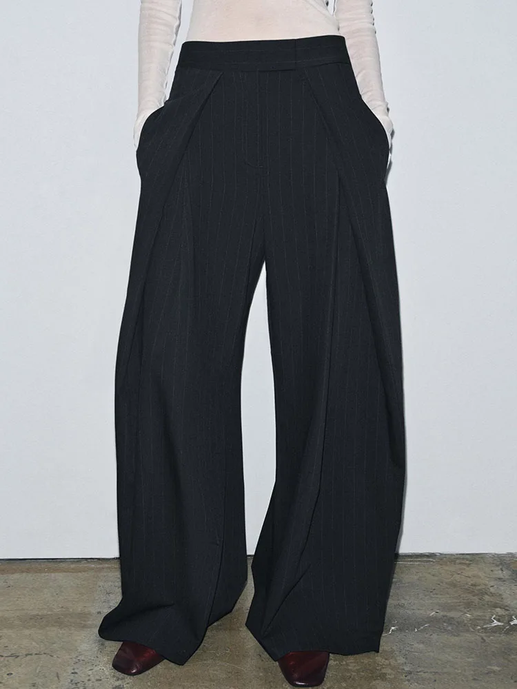 

Высококачественные женские прямые брюки, осеннее новое поступление, плиссированные длинные брюки с высокой талией, повседневные брюки премиум-класса