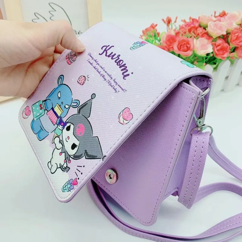 Sanrio Hello Kitty Children's Storage Bag Cartoon Anime Character My Melody Kuromi Pattern Kawaii New Vertical Crossbody Bag