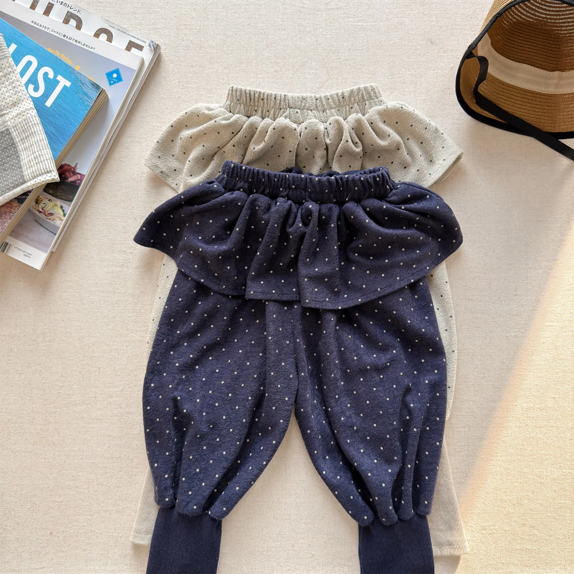 

Новые детские брюки-шаровары на весну 2026 года для мальчиков и девочек, повседневные брюки в горошек, свободные штаны для малышей, милые хлопковые брюки для детей