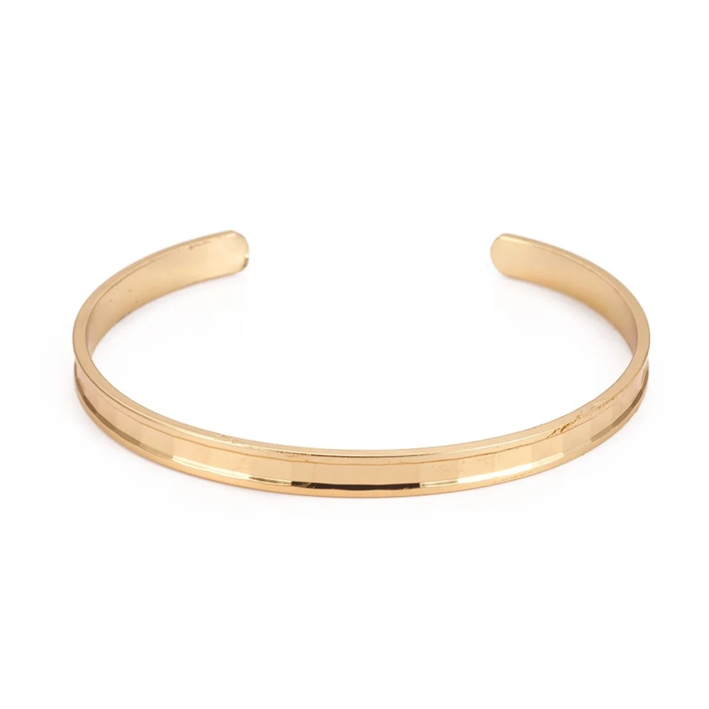 5Pcs Golden Brass Cuff Bangles 6.2cm Open Bangle Adjustable Bracelet with Grooved for Women Girls Fashion Jewelry