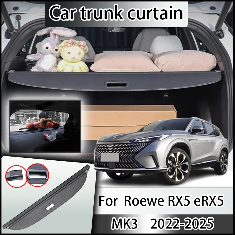 Car Trunk Cover Curtain For Roewe RX5 D5X eRX5 MK3 2022 2023 2024 2025 Tail Box Storage Partition Boot Curtain Cars Accessories