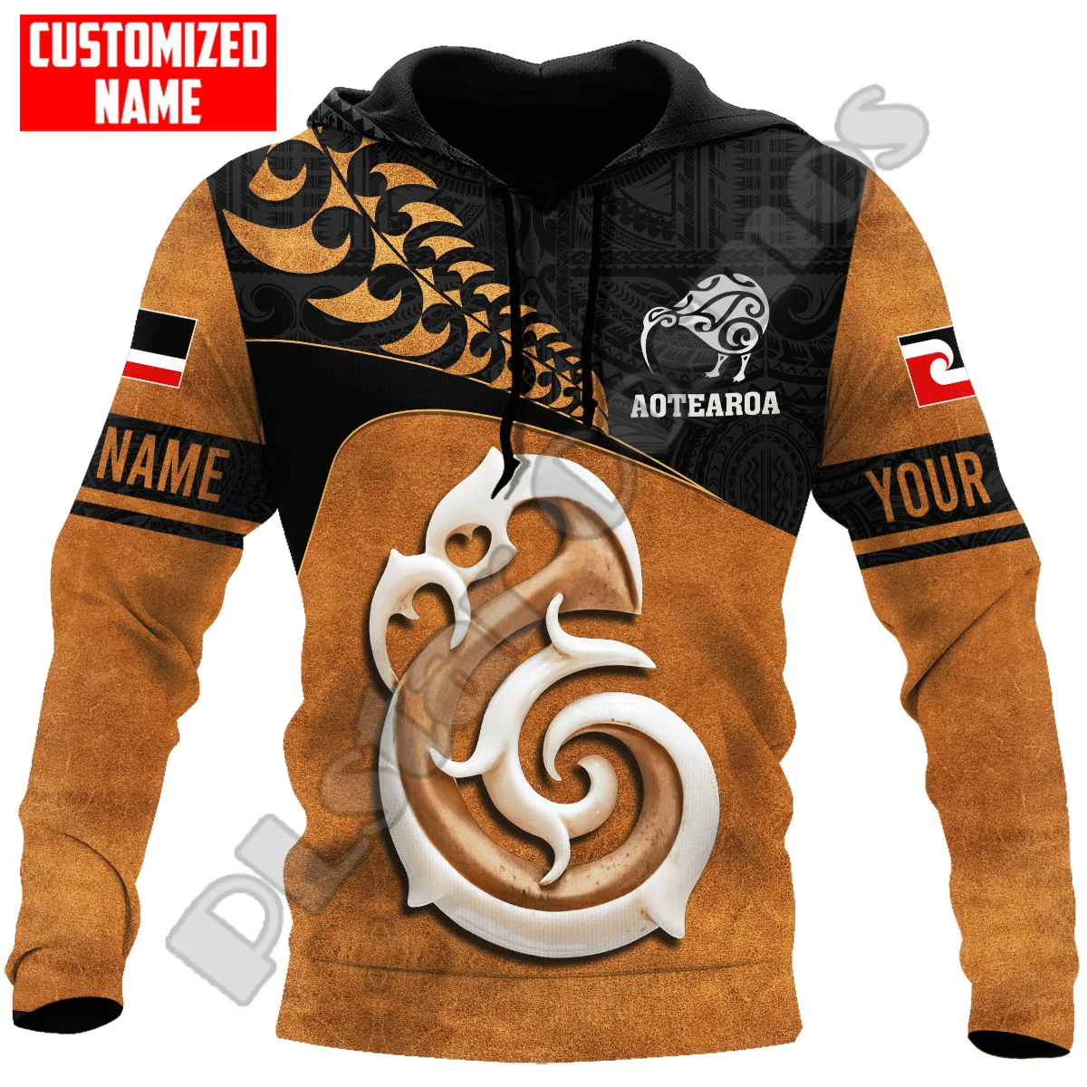 Custom Name Country Flag New Zealand Aotearoa Maori Tattoo Retro Tracksuit 3DPrint Pullover Streetwear Casual Jacket Hoodies X24