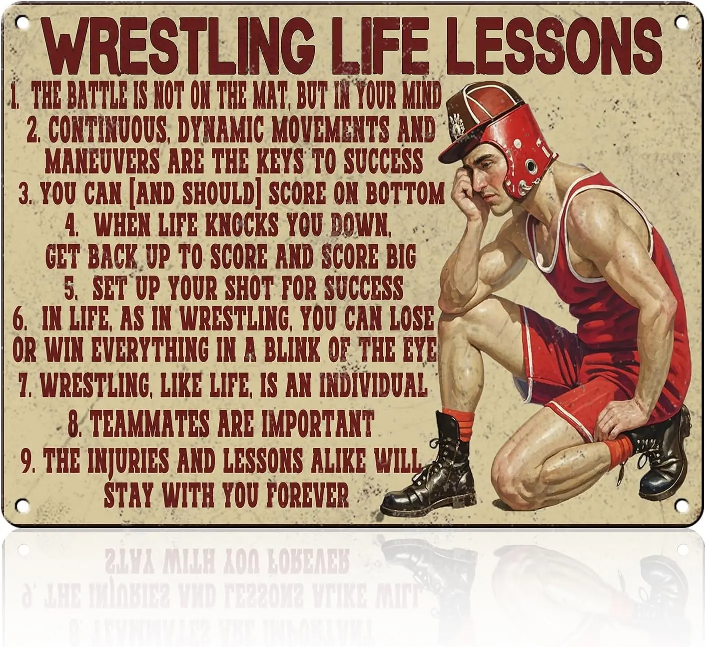 Vintage Wrestling Life Lessons Poster Metal Tin Sign Home Decor Garage Bar Restaura