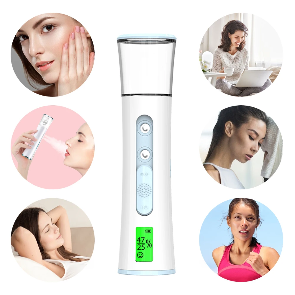 Mist Sprayer Facial Analyzer Handheld Nano Beauty Instrument Mini Hydrating Humidifier Skin Care LED Display Portable Steamer