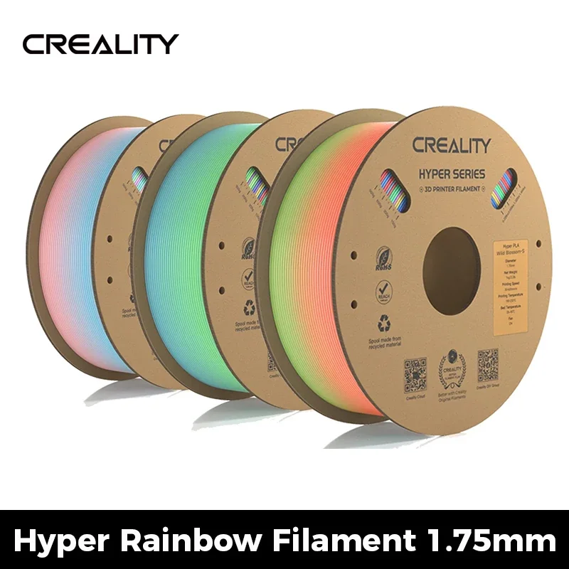 

Creality Hyper PLA Rainbow Filament Size +/-0.03 mm, Accuracy High Speed ​​Filament Color 3D Printer Filament 3 Rolls/Set 3kg
