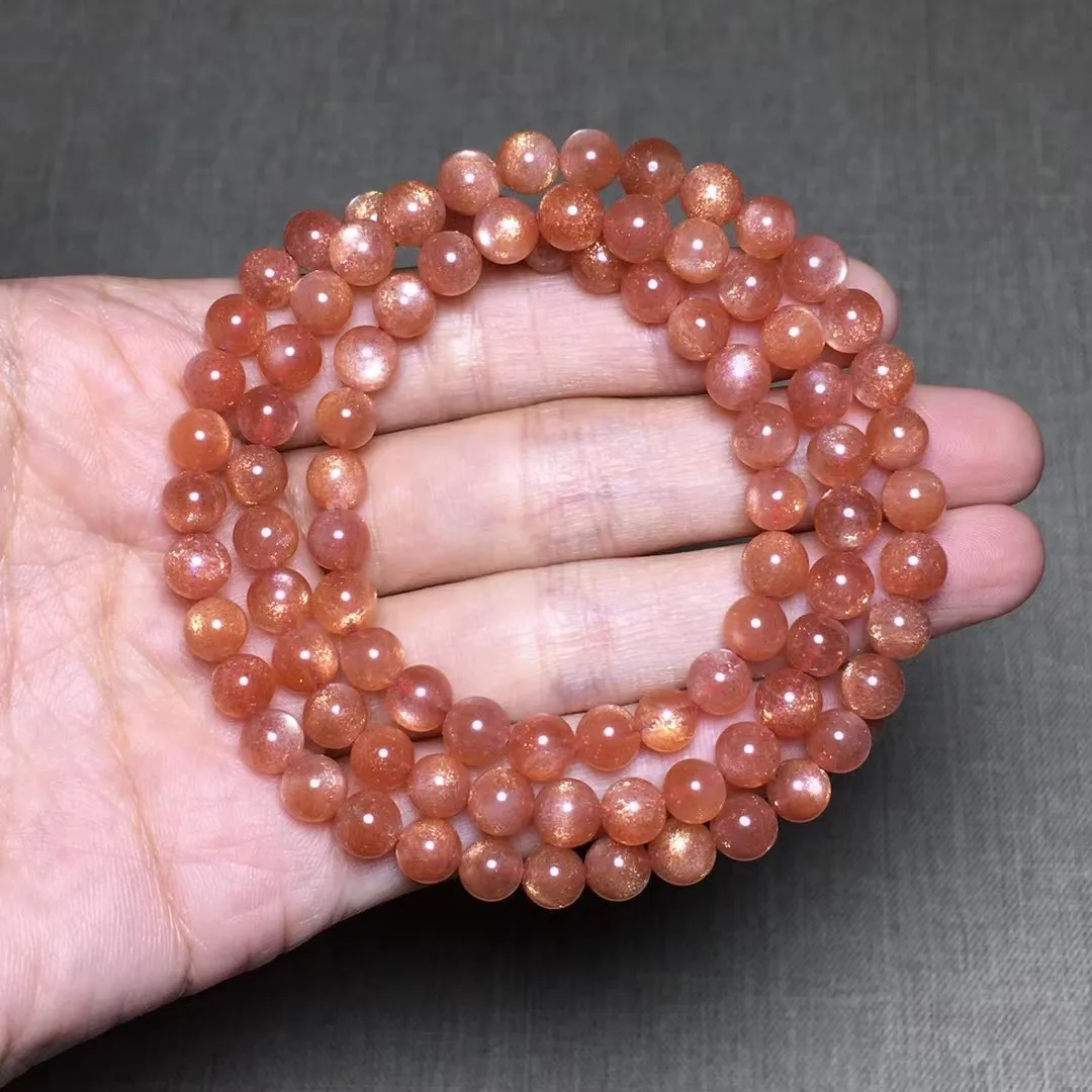 

6 мм натуральный золотой браслет с солнечным камнем, ювелирные изделия для женщин, мужчин, красота, Рейки, подарок, целебная энергия, хрустальные бусины, каменные нити AAAAA