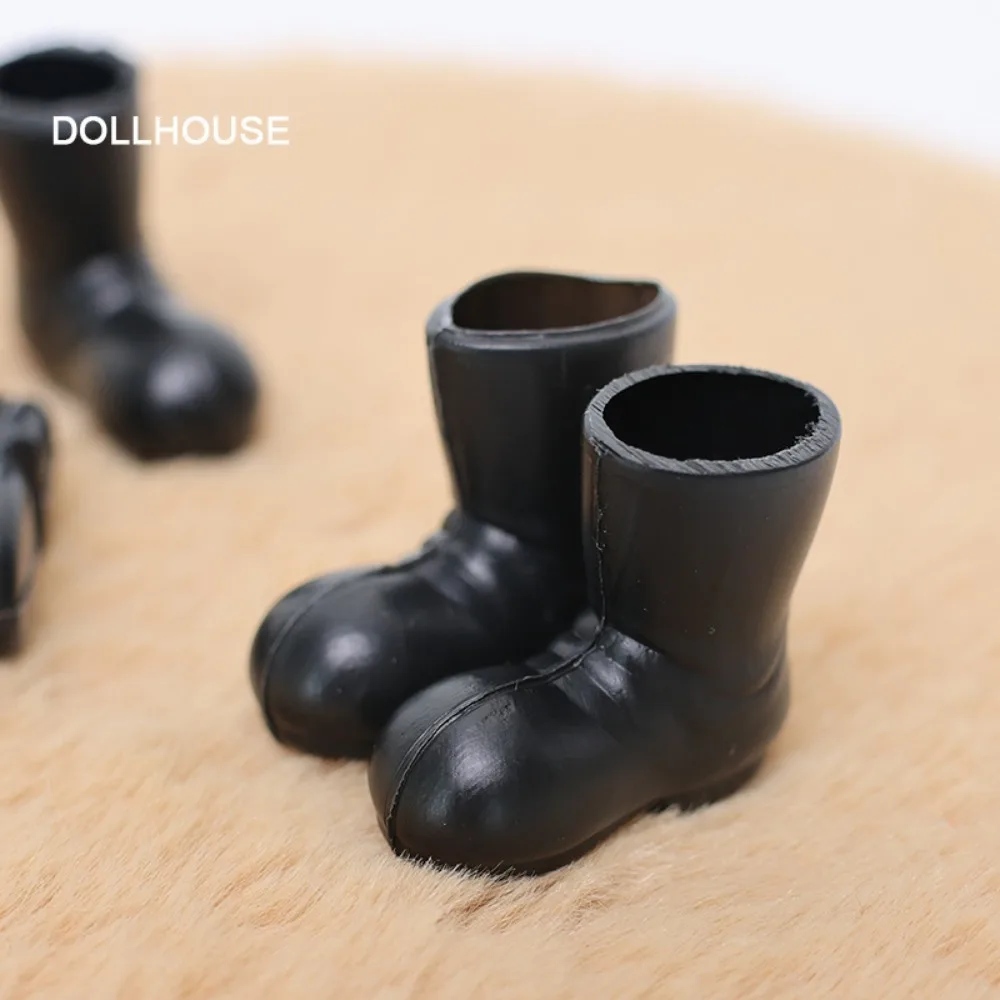 1:12 Doll House Mini Santa Shoes Big Toe Christmas Boots Santa Claus Shoes Model Black Plastic Doll House Miniature Rain Shoes