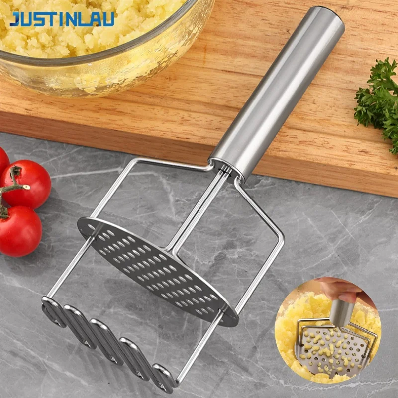 JUSTINLAU Potatoes Mud Press Tools Stainless Steel Fruit Masher Infant Food Grinding Tools Juice Pressing Maker Kitchen Gadget