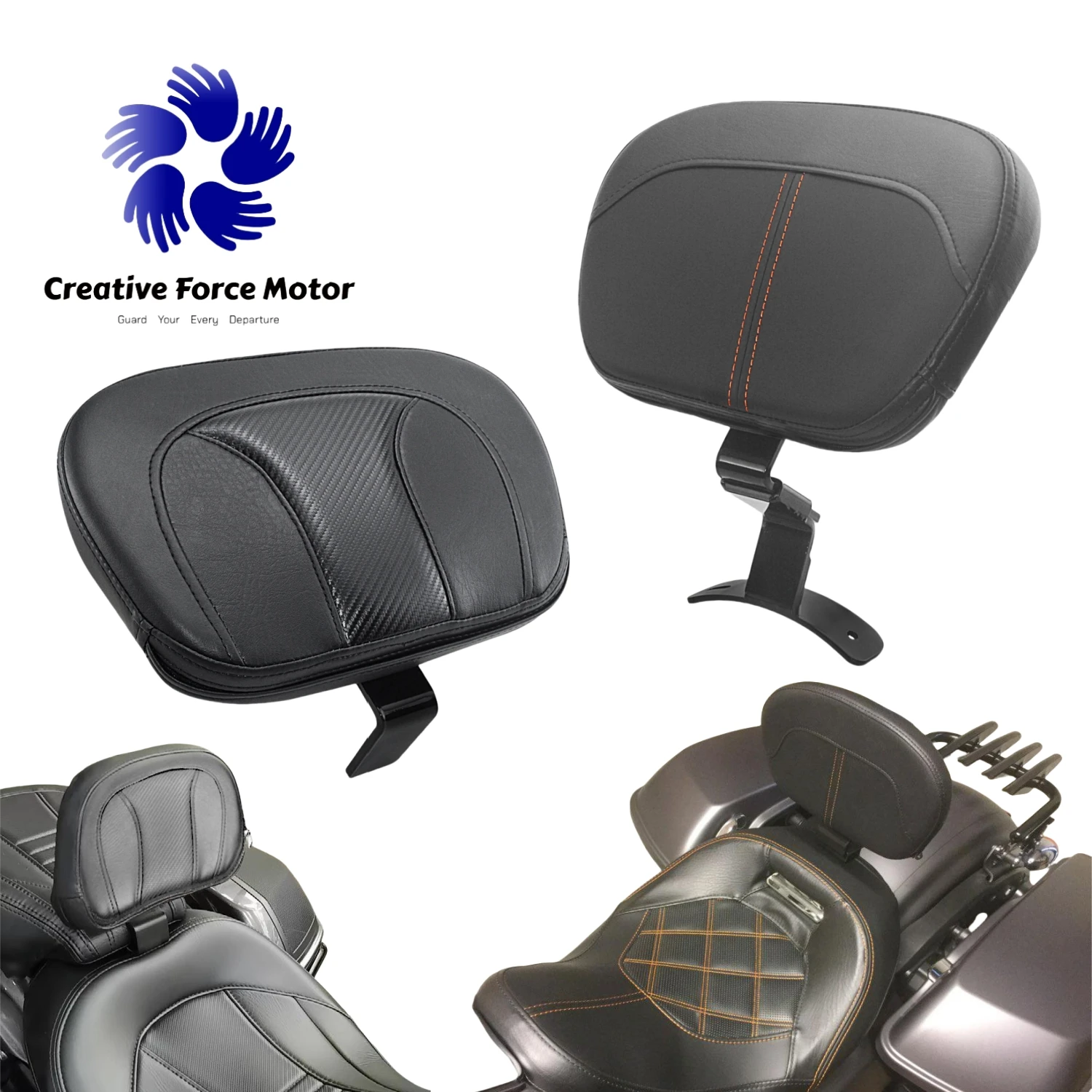 

PU Leather Front Driver Rider Backrest Motorcycle For Harley 09-23 Touring Road King CVO Electra Street Glide Special Classic