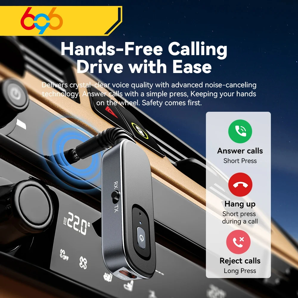 

Wireless Bluetooth 5.1 Bluetooth Transmitter and Receiver 2-in-1 Bluetooth Audio Receiver Transmitter AUX Audio Adapter Stereo