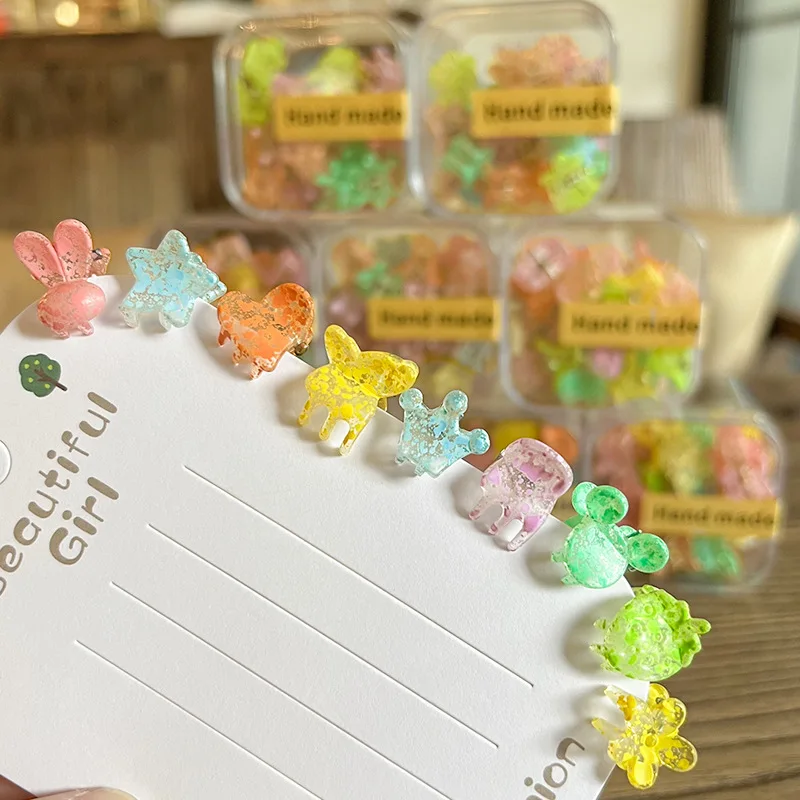 40pcs/lot Luxury Candy Color Plastic Mini Hair Claws Clips Crab Baby Gilrs Cute Clips Hairpin Barrettes Headwear Accessories