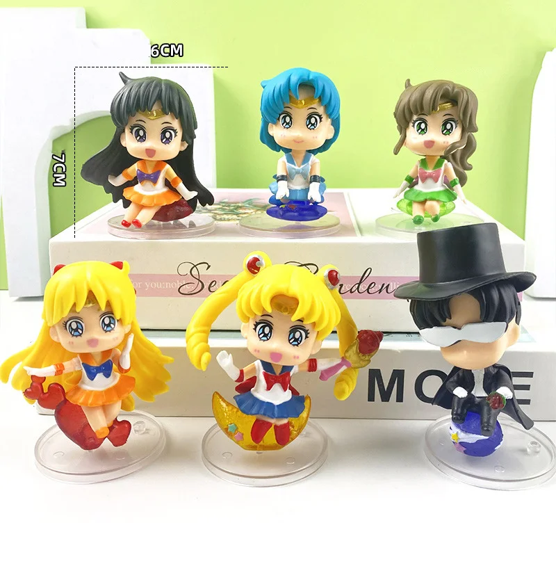 Anime Girl Warrior Model Handmade Desktop Cake Decoration Ornament Ornament Collection Gift 6 Pieces 8 Pieces Size 7cm-10cm