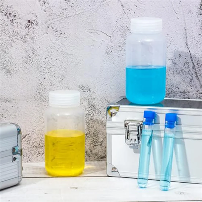 12 Pcs Pill Bottle Sample-Bottles Wide Mouth Reagent Bottle Plastic With Screw Caps Sample Containers-A58E